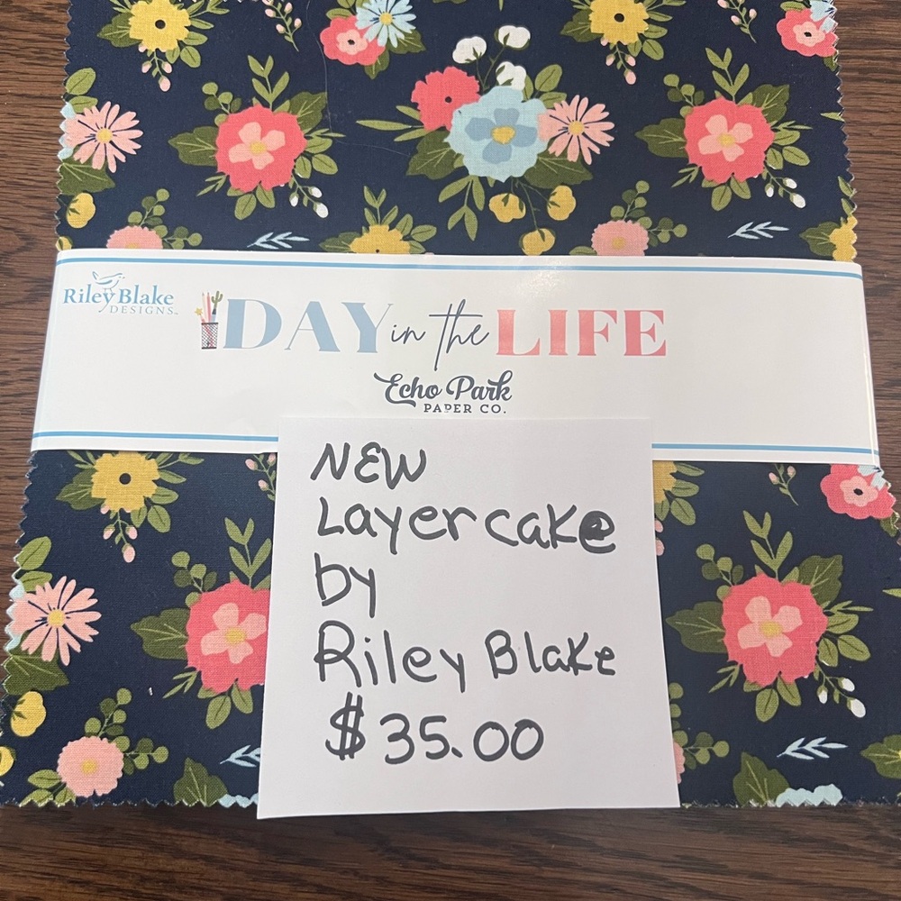 Floral Layer Cake - Navy and Pink